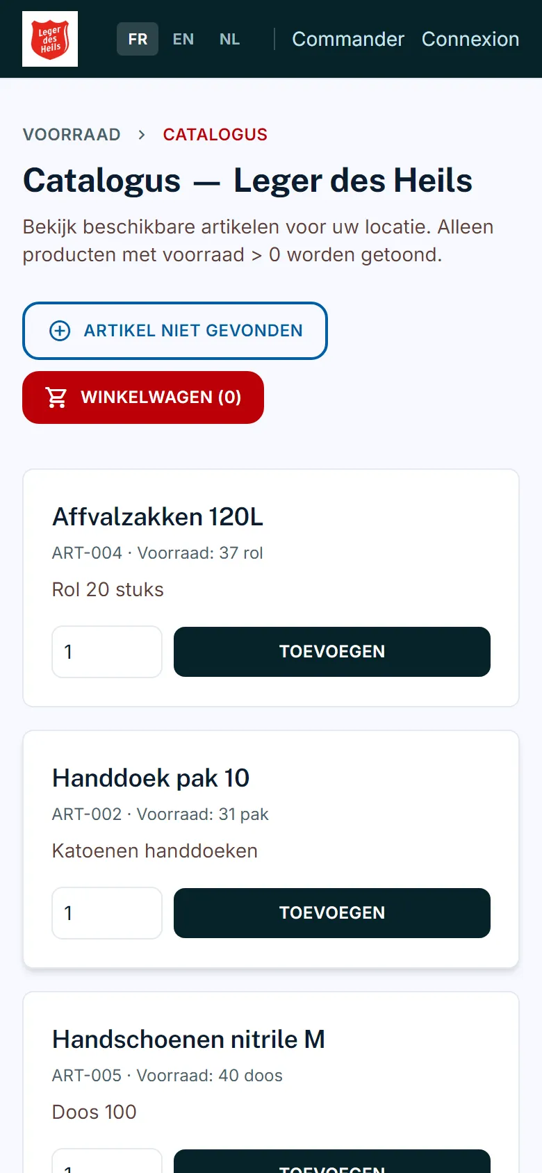 Stock par site